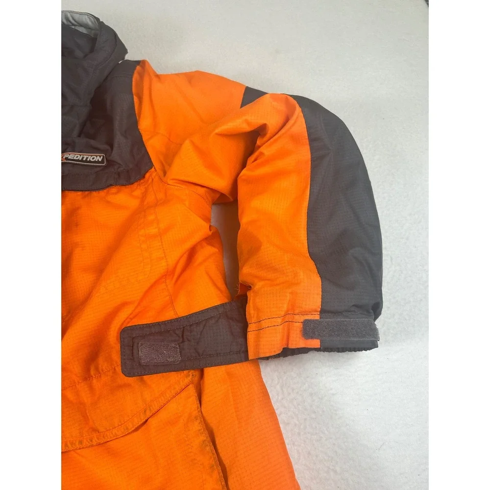 Mountain Xpedition Winter Jacket Kids L 10/12 Orange Gray Parka Hooded Snow Coat